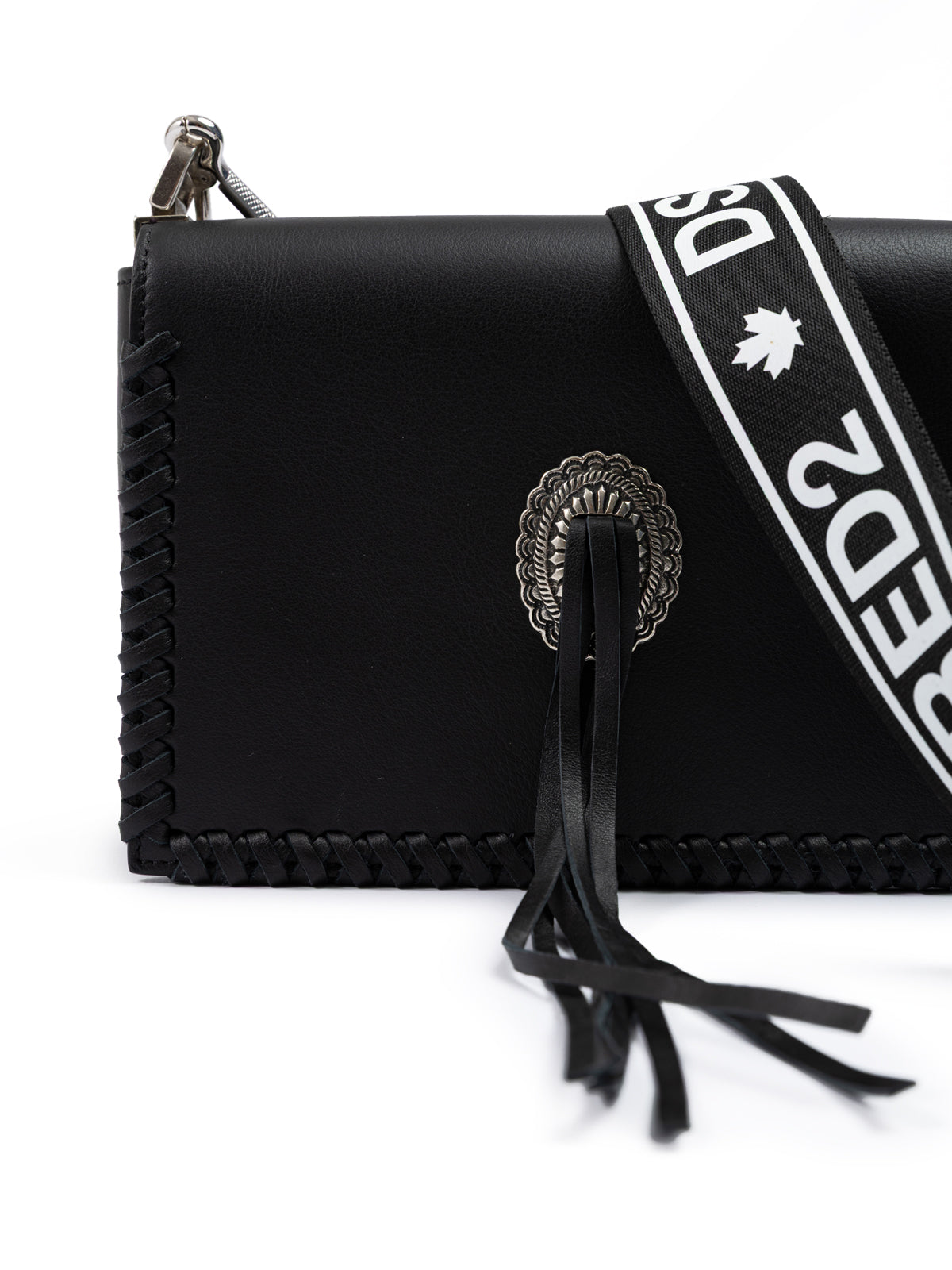 Dsquared² Siyah Deri Çapraz Çanta